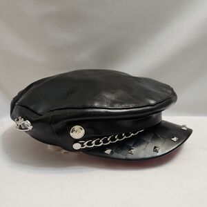 Disney Parks Cruela Devil Faux Leather Silver Stud Chain Newsboy Cap